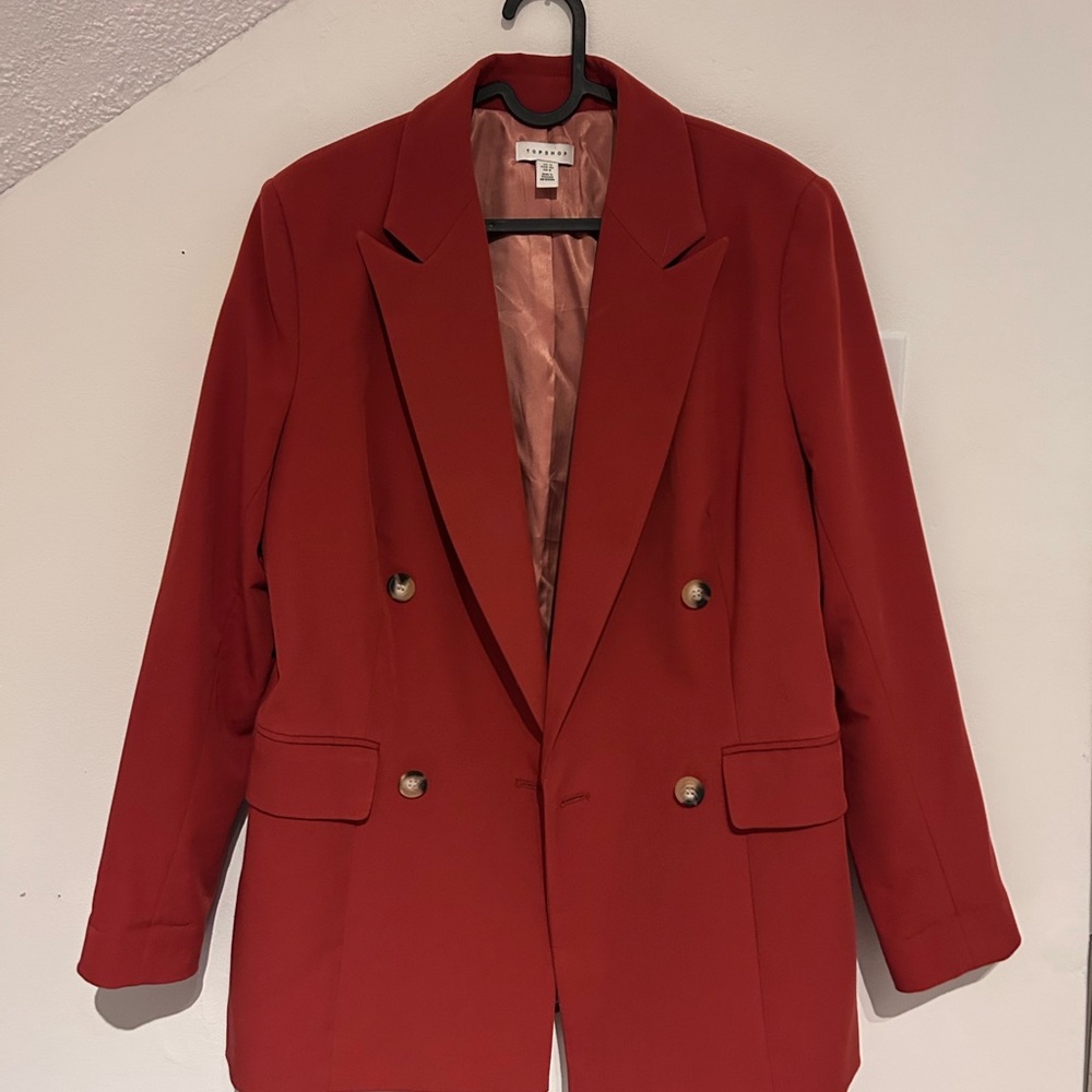 Topshop Deep Red/Burnt Orange Blazer and Pants